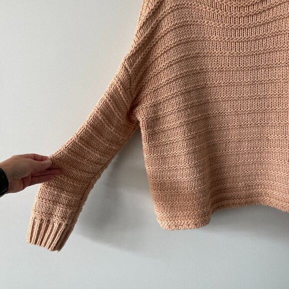 RHYTHM Pullover Chunky Knit Sweater Cowl Necks Blush Pink Medium - Picture 6 of 8